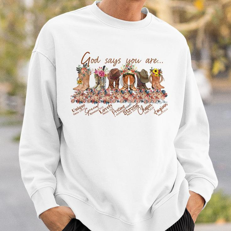 Retro Western Cowgirl Boots God Say You Are Cowboy Christian Sweatshirt Gifts for Him