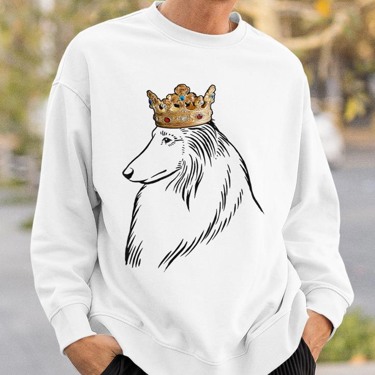 Rough Collie Dog Wearing Crown Sweatshirt Gifts for Him