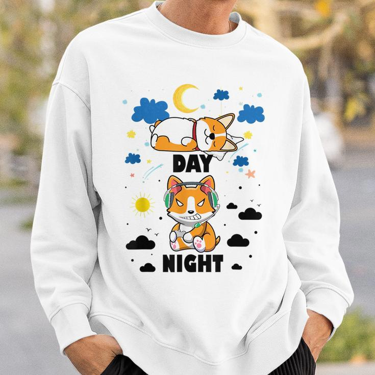 Sleep All Day Play Games All Night Dog Night Corgi Pc Gamer Sweatshirt Gifts for Him