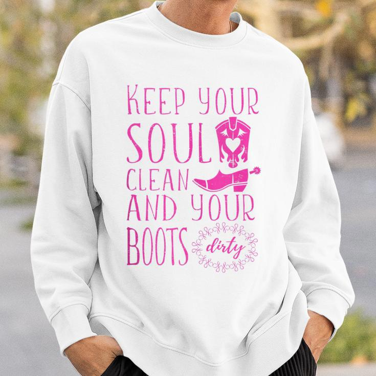 Soul Clean Boots Dirty Cute Pink Cowgirl Boots Rancher Sweatshirt Gifts for Him
