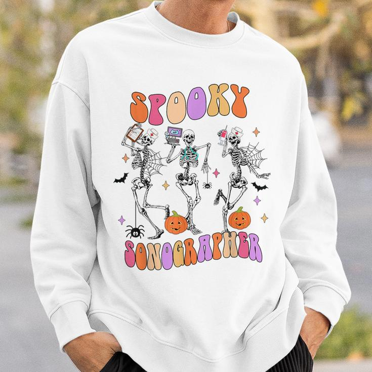 Spooky Sonographer Skeleton Halloween Costumes Sweatshirt Gifts for Him