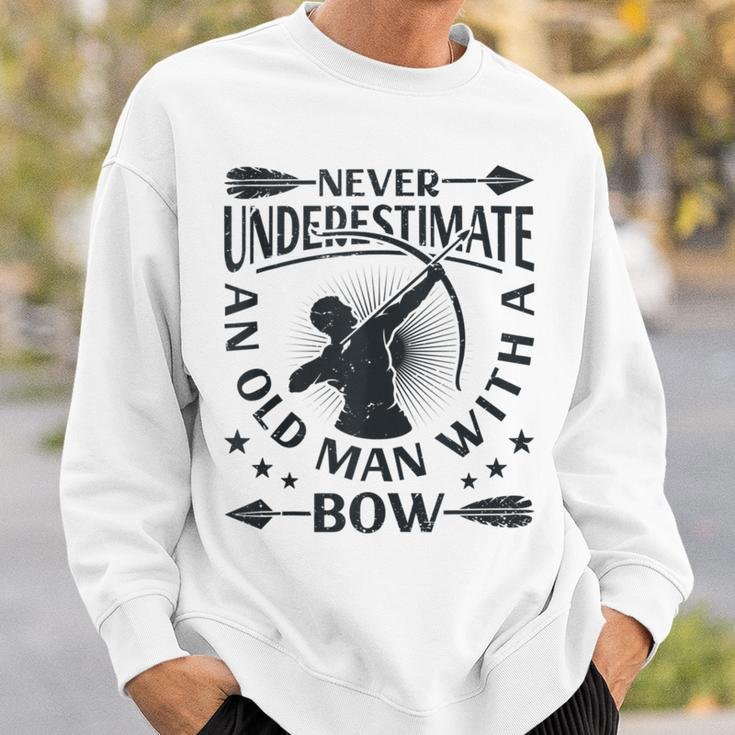 Never Underestimate An Old Man With A Bow Archery Archer Men Sweatshirt Gifts for Him