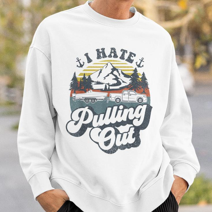 Vintage Truck Towing Boat Captain Funny I Hate Pulling Out Sweatshirt Gifts for Him