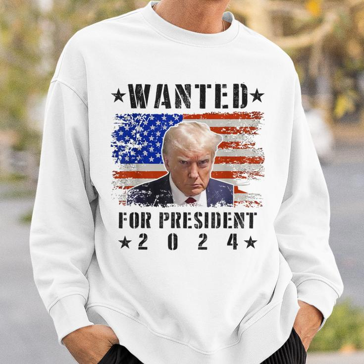 Wanted Donald Trump For President 2024 Trump Shot Flag Sweatshirt Gifts for Him