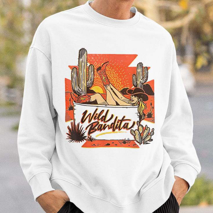 Western Wild Bandita Cactus Vintage Rentro Cowgirl Rodeo Sweatshirt Gifts for Him