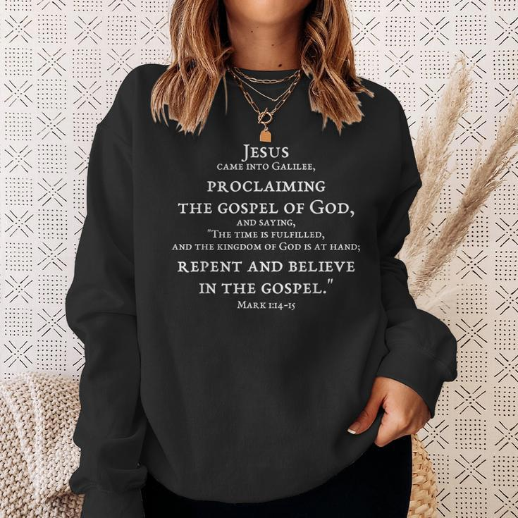 2-Sided Repent And Believe In Gospel Mark 114 15 Scripture Sweatshirt Gifts for Her