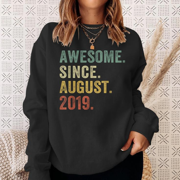 4 Year Old 4Th Birthday Boys Awesome Since August 2019 Sweatshirt Gifts for Her