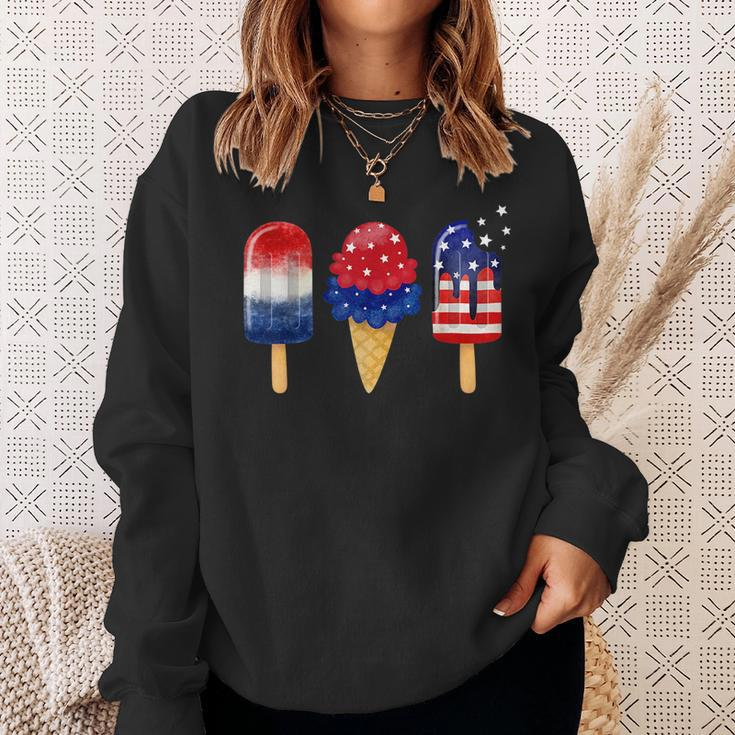 4Th Of July Popsicle American Flag Patriotic Summer Boy Girl Sweatshirt Gifts for Her