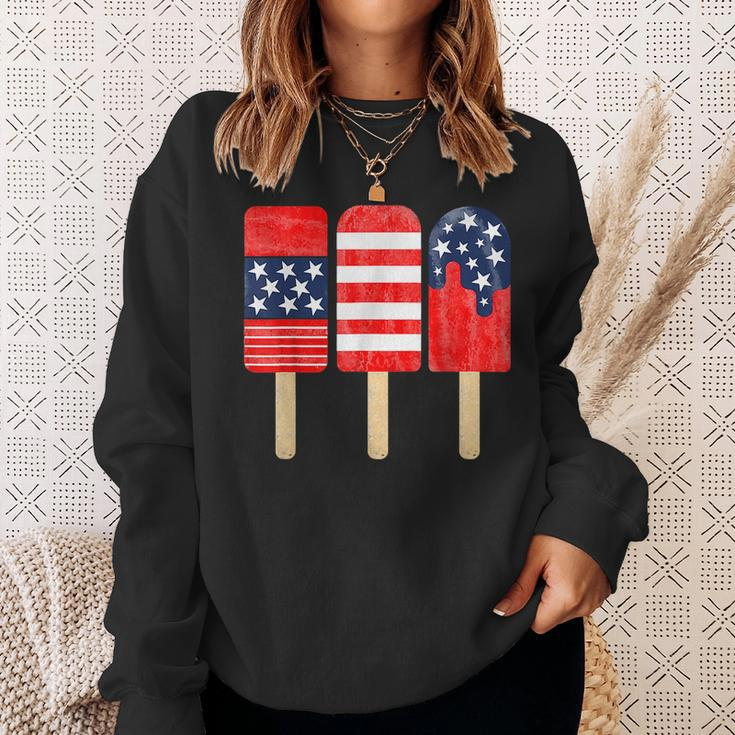 4Th Of July Popsicle Red White Blue American Flag Patriotic Sweatshirt Gifts for Her