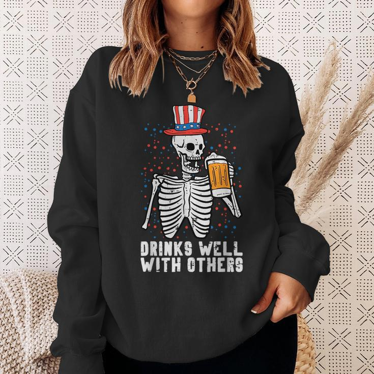 4Th Of July Skeleton American Flag Funny Patriotic Dad Men Patriotic Funny Gifts Sweatshirt Gifts for Her