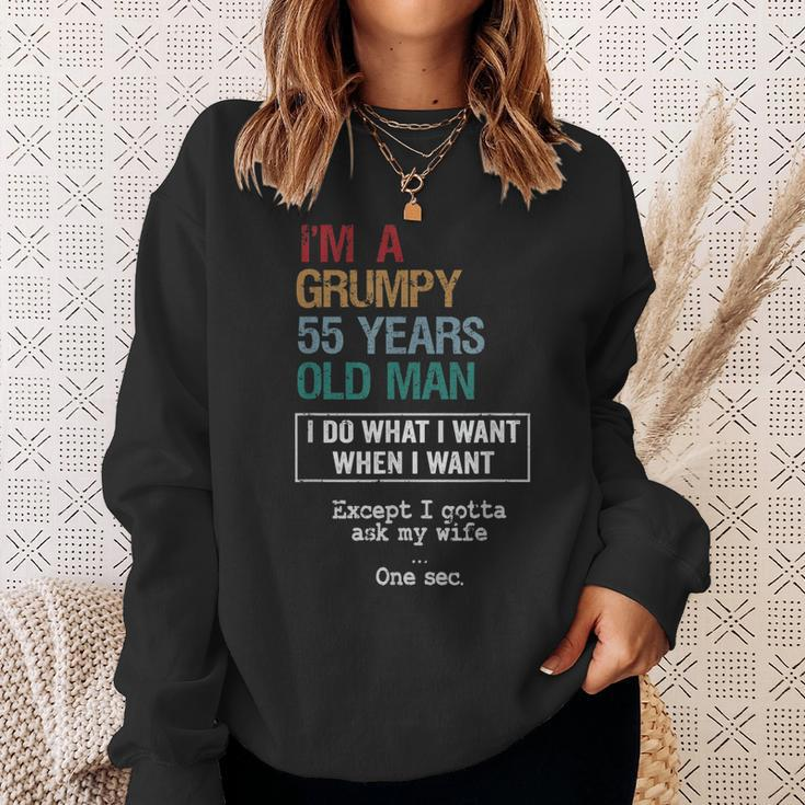 55 Years Grumpy Old Man Funny Birthday Sweatshirt Gifts for Her