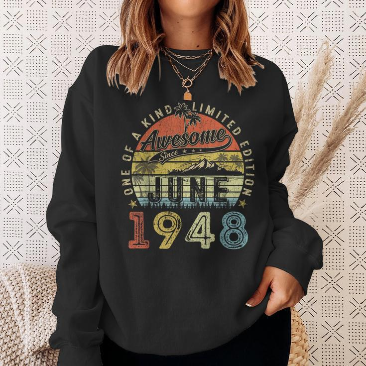 75 Year Old Awesome Since June 1948 75Th Birthday Sweatshirt Gifts for Her