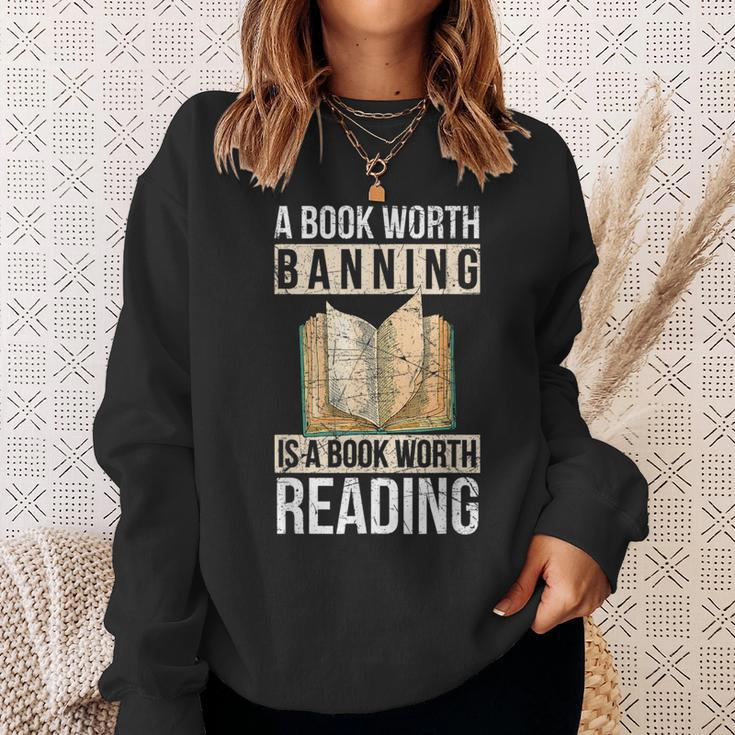 A Book Worth Banning Is A Book Worth Reading – Reading Nerd Reading Funny Designs Funny Gifts Sweatshirt Gifts for Her