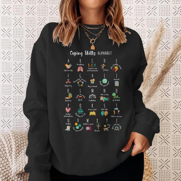 Abc Coping Skills Alphabet Self Care Mental Health Awareness Sweatshirt Gifts for Her
