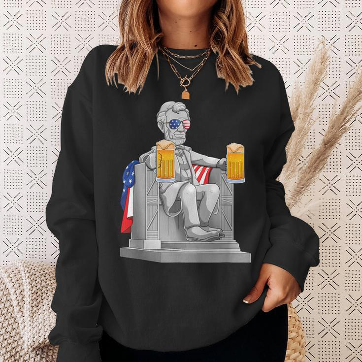Abe Lincoln4Th Of July Drinkin Memorial Sweatshirt Gifts for Her