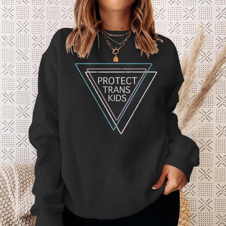 Abstract Pan Pride Triangles Protect Trans Kid Lgbt Support Sweatshirt Gifts for Her