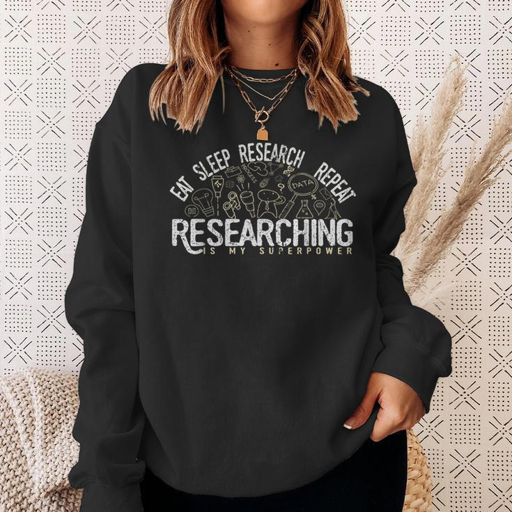 Academics Researcher Eat Sleep Research Repeat Sweatshirt Gifts for Her