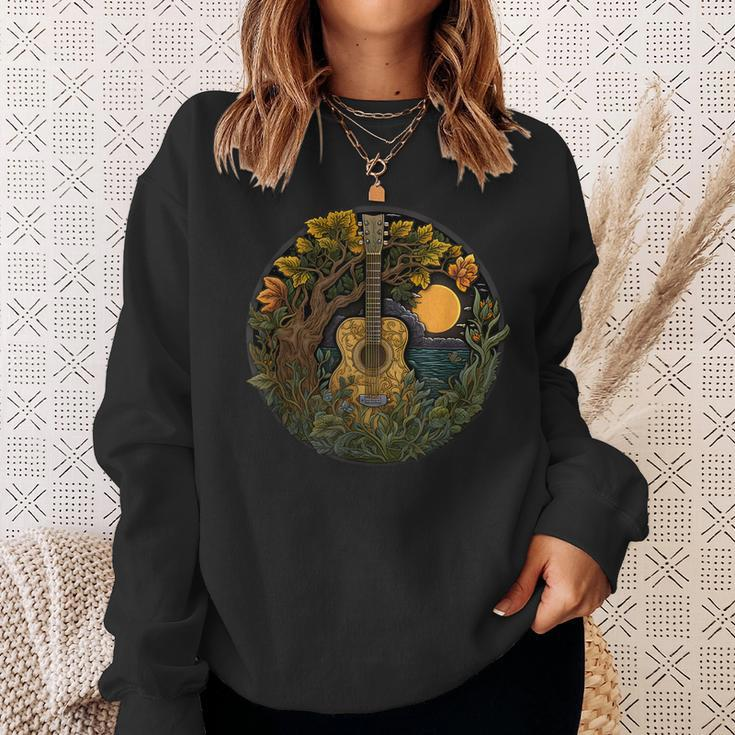 Acoustic Guitar Tree Guitarist Landscape Nature Music Lover Sweatshirt Gifts for Her