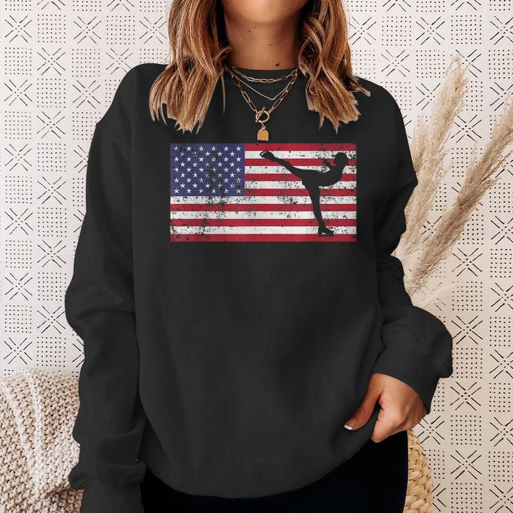 America Flag Ice Skating Skater Patriotic 4Th Of July Patriotic Funny Gifts Sweatshirt Gifts for Her