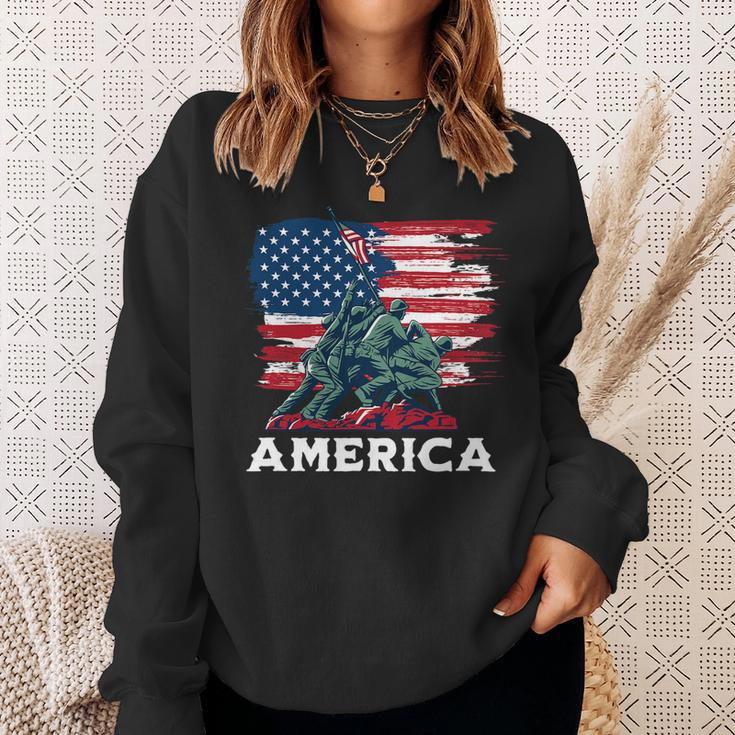 America Military Soldiers Veteran Usa Flag Sweatshirt Gifts for Her