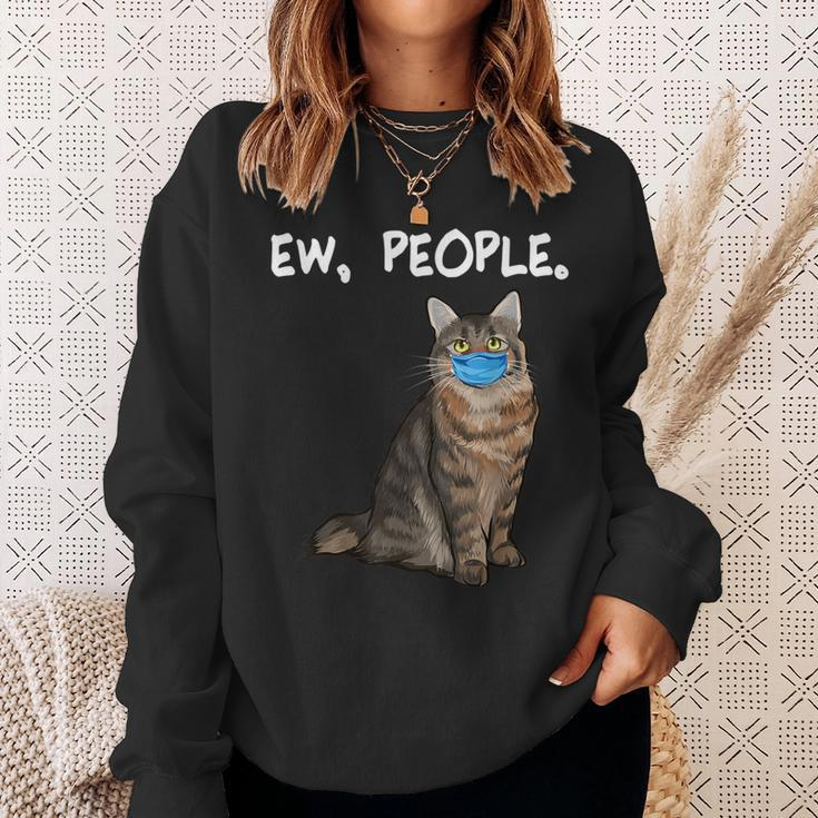 American Bobtail Ew People Cat Wearing Face Mask Sweatshirt Gifts for Her