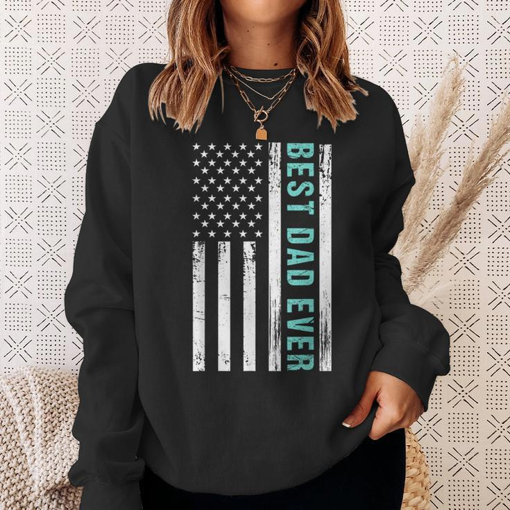 American Flag Best Dad Ever Fathers Day Sweatshirt Gifts for Her