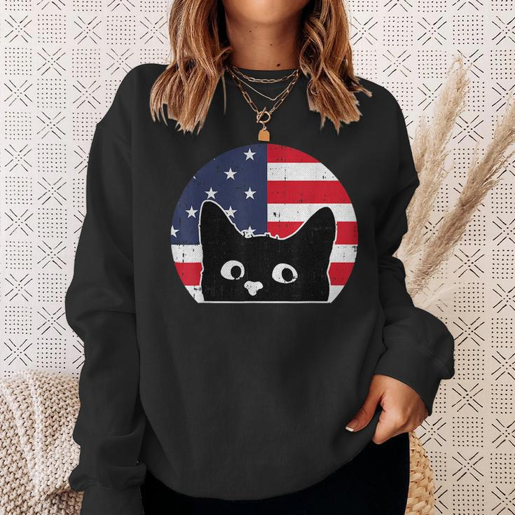 American Flag Cat 4Th Of July Kitten Patriotic Pet Lover Sweatshirt Gifts for Her