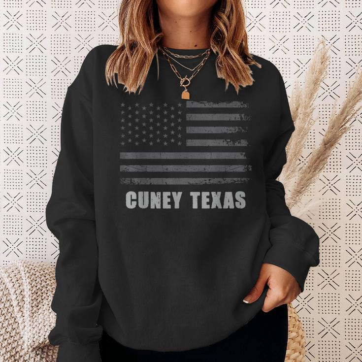 American Flag Cuney Texas Usa Patriotic Souvenir Sweatshirt Gifts for Her
