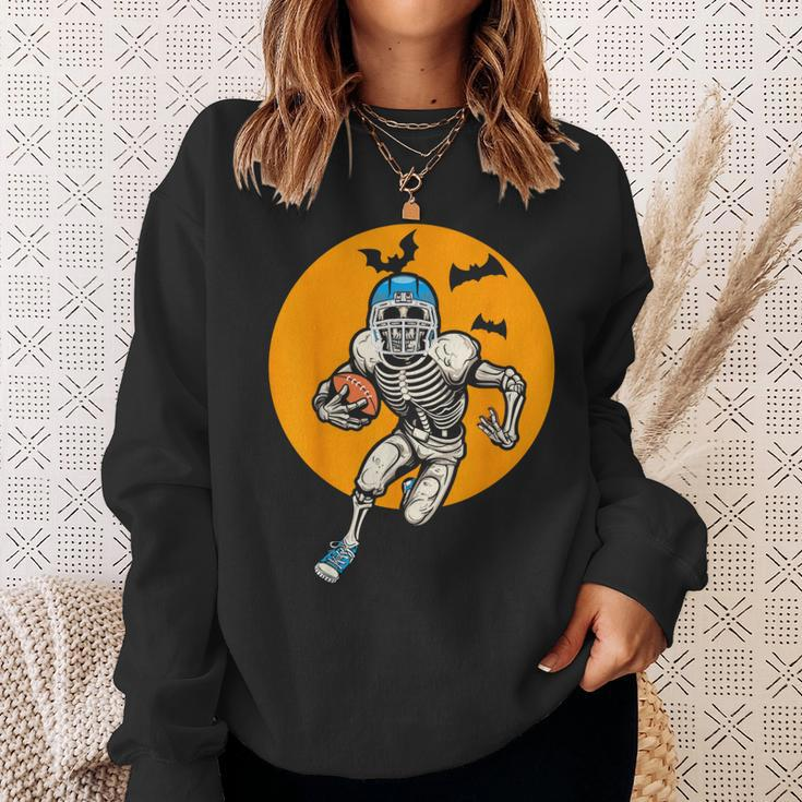 American Football Skeleton Halloween Boys Football Fan Sweatshirt Gifts for Her