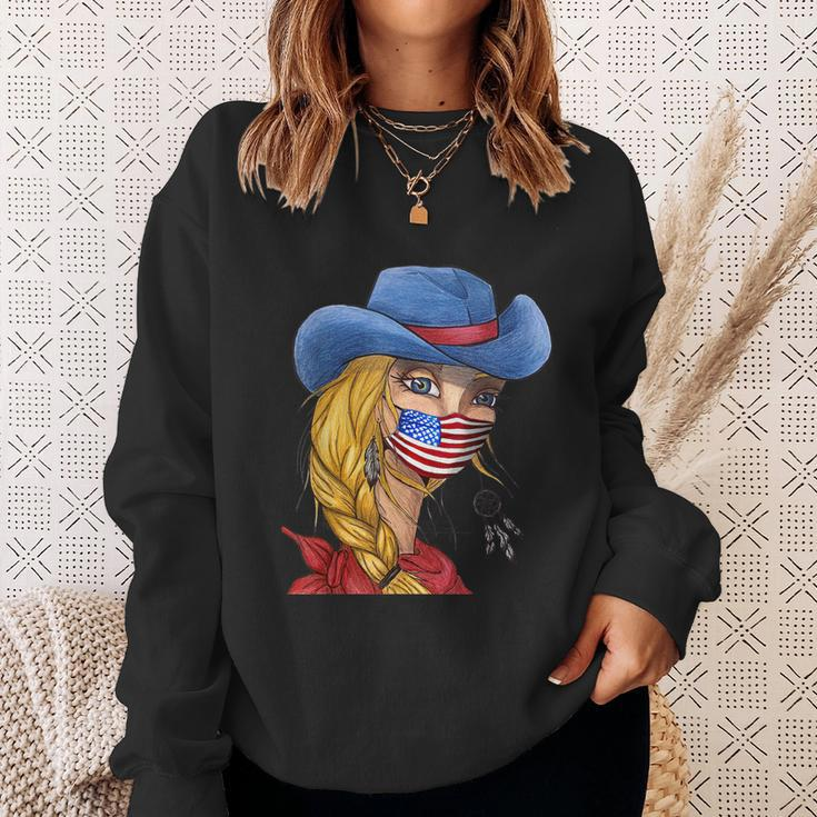 American Promask Usa Cowgirl Wear A Mask Quarantine Funny Sweatshirt Gifts for Her