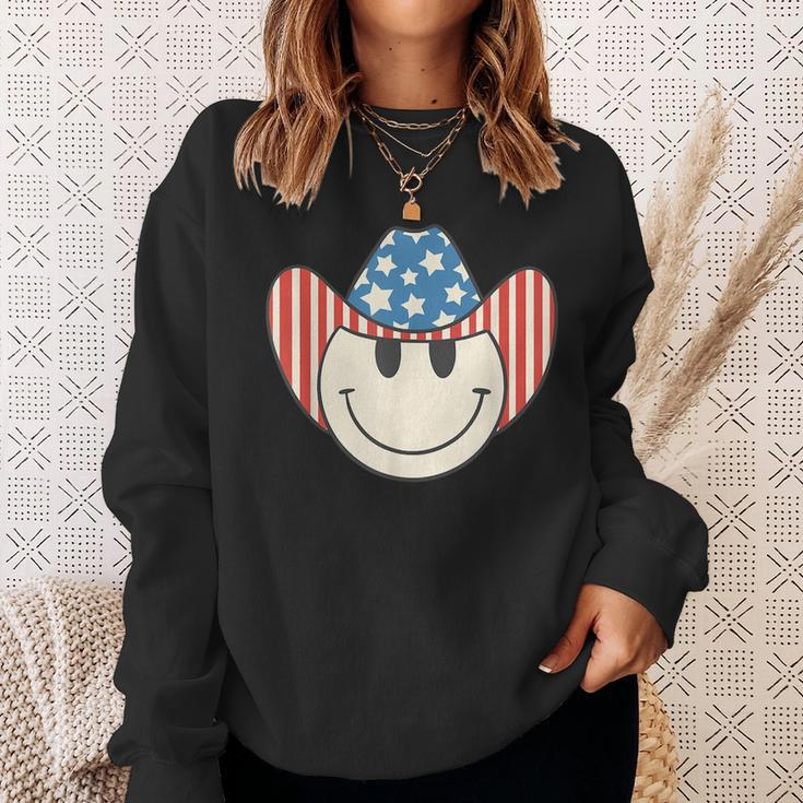 American Smile Face Cowboy Cowgirl 4Th Of July Howdy Rodeo Sweatshirt Gifts for Her