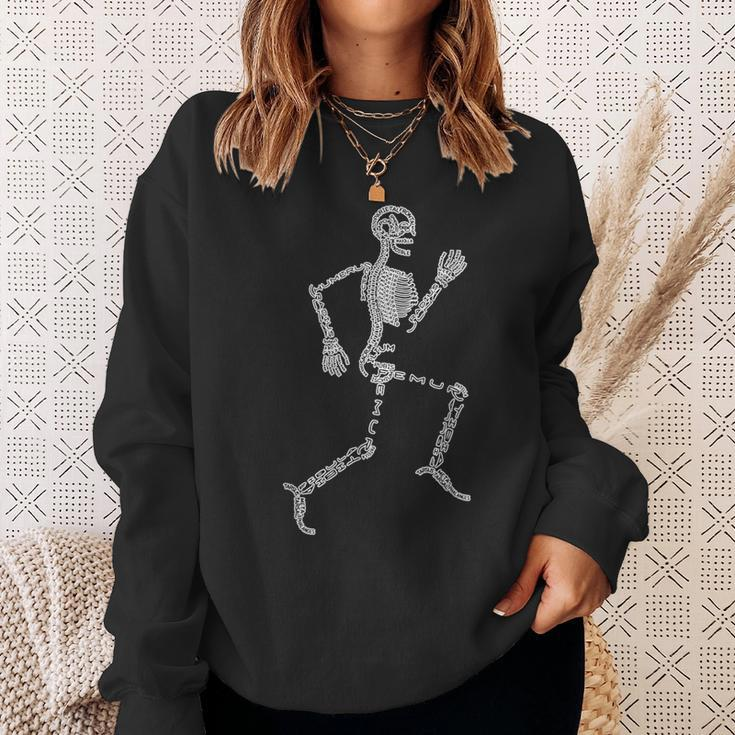 Anatomy Labels Human Skeleton Running Bone Names For Geeks Sweatshirt Gifts for Her