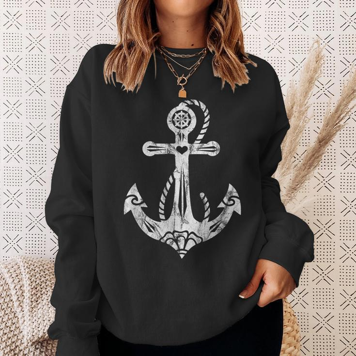 Anchor Symbol Sacred Rose Heart Tattoo Style Sweatshirt Gifts for Her