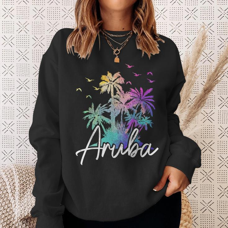 Aruba Beach Vintage Palm Trees Vacation Aruba Funny Gifts Sweatshirt Gifts for Her