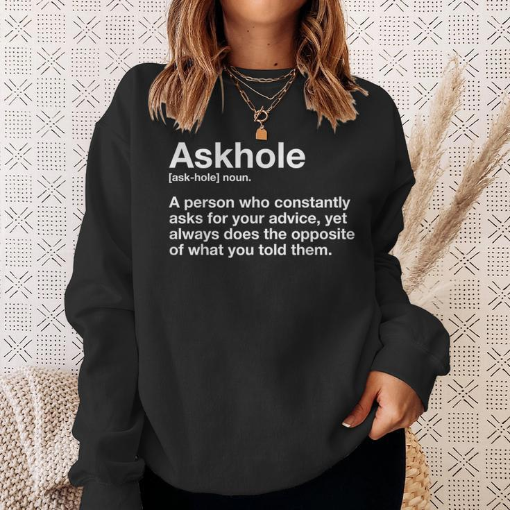 Askhole Definition Hilarious Gag Dictionary Adult Sweatshirt Gifts for Her