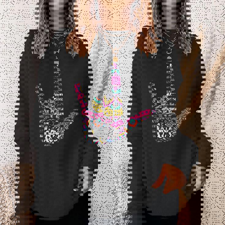 Asl Sign Language I Love You American Sign Language Sweatshirt Gifts for Her