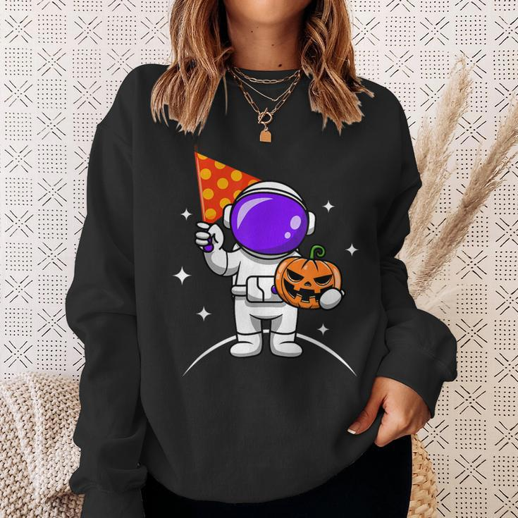 Astronaut Pumpkin Lazy Halloween Costume Cool Spaceman Sweatshirt Gifts for Her