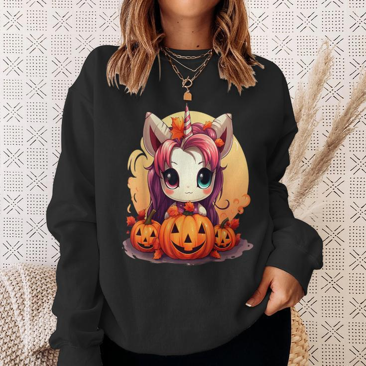 Autumn Halloween Costume Kawaii Pumpkin Unicorn Magic Sweatshirt Gifts for Her
