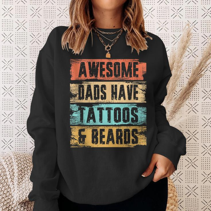Awesome Dads Have Tattoos And Beards Vintage Fathers Day Men Sweatshirt Gifts for Her