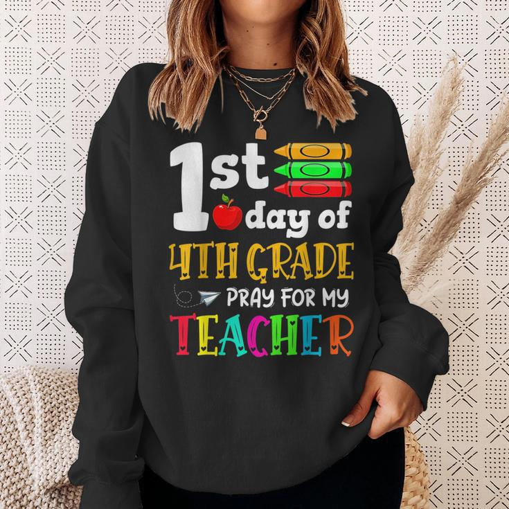 Back To School 1St Day Of 4Th Grade Pray For My Teacher Kids Sweatshirt Gifts for Her