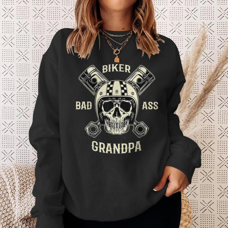 Bad Ass Biker Grandpa Motorcycle Fathers Day Gift Gift For Mens Sweatshirt Gifts for Her