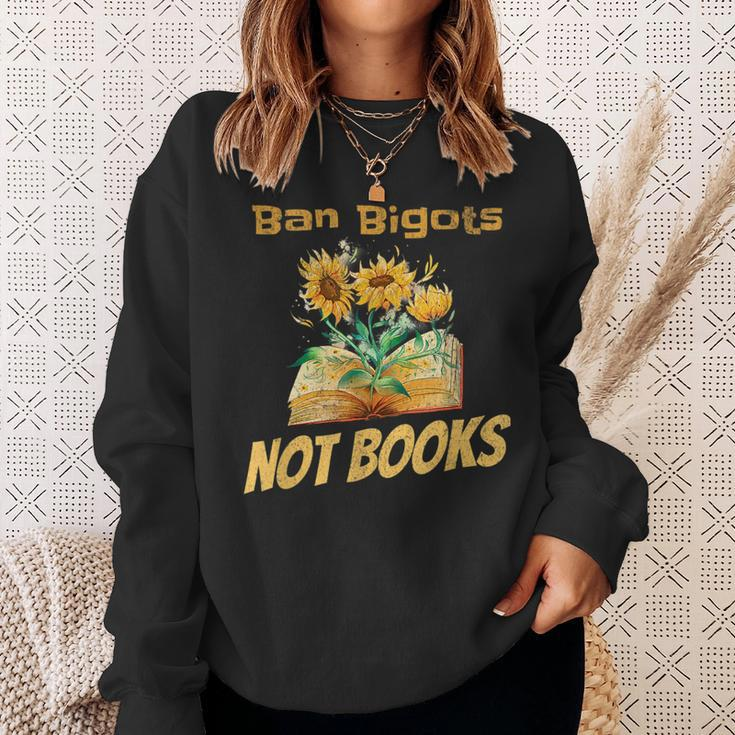 Ban Bigots Not Books | Bookish | Reading Banned Books Retro Reading Funny Designs Funny Gifts Sweatshirt Gifts for Her