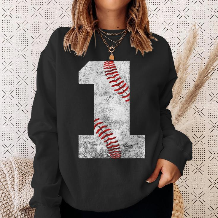 Baseball Jersey Number 1 Vintage 1St Birthday Sweatshirt Gifts for Her