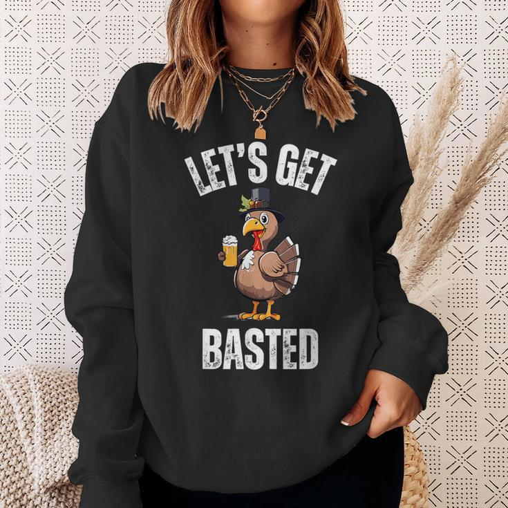 Lets Get Basted Thanksgiving Drinking Turkey Day Sweatshirt Gifts for Her