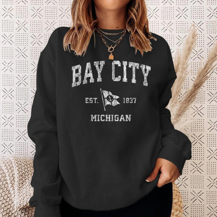 Bay City Mi Vintage Nautical Boat Anchor Flag Sports Sweatshirt Gifts for Her