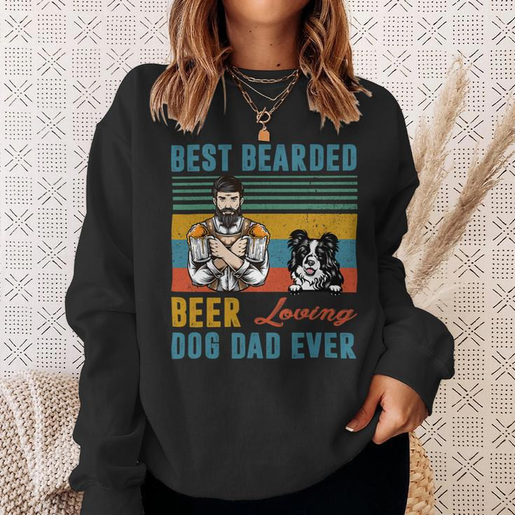 Beer Best Bearded Beer Loving Dog Dad Ever Border Collie Dog Love Sweatshirt Gifts for Her