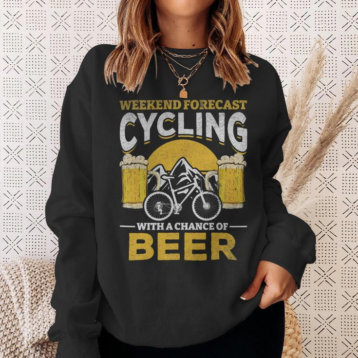 Beer Bicyclist Weekend Forecast Cycling With A Chance Of Beer Sweatshirt Gifts for Her