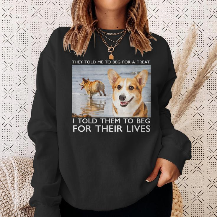 Beg For Their Lives Psycho Corgi Beach Graphic Sweatshirt Gifts for Her