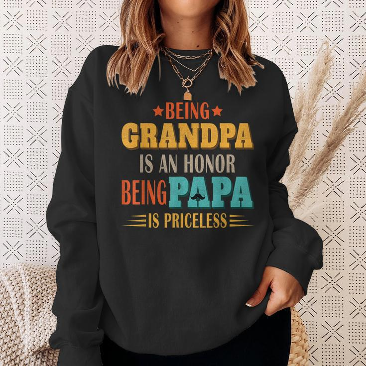 Being Grandpa Is An Honor Being Papa Is Priceless Dad Gift For Mens Sweatshirt Gifts for Her