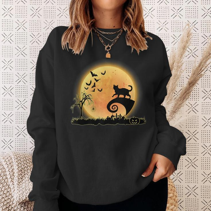 Bengal Cat Scary And Moon Funny Kitty Halloween Costume Sweatshirt Gifts for Her